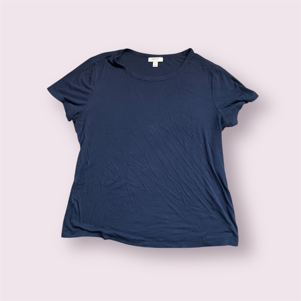 🤑 LOW START Ribbed Blue Relaxed Short Sleeve T-Shirt